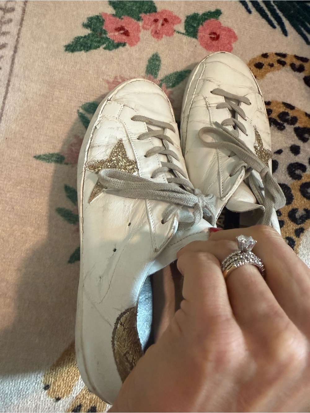 Golden Goose White Leather Sneakers with Gold Star - Size 41 - Picture 9 of 9